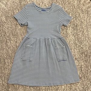 EUC Maison Me thick knit Striped Blue dress with pockets size 6